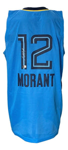 Ja Morant Signed Memphis Light Blue Pro - Style Basketball Jersey BAS - Sports Integrity