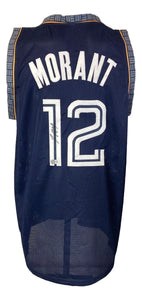 Ja Morant Memphis Signed Alternate Navy Blue Basketball Jersey 2 BAS - Sports Integrity