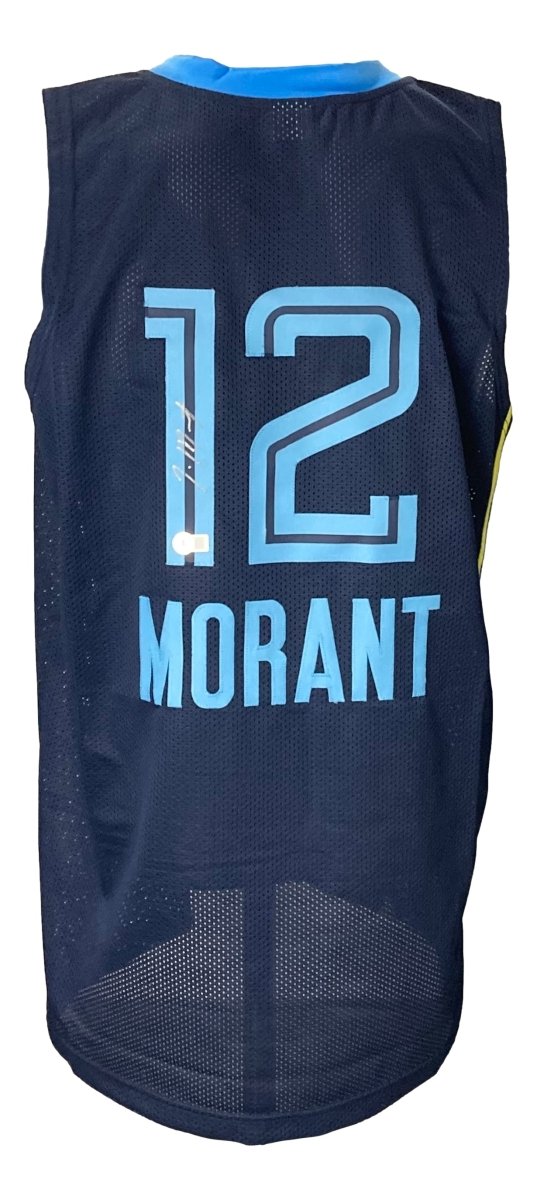 Ja Morant Signed Custom Navy Blue Pro - Style Basketball Jersey BAS - Sports Integrity