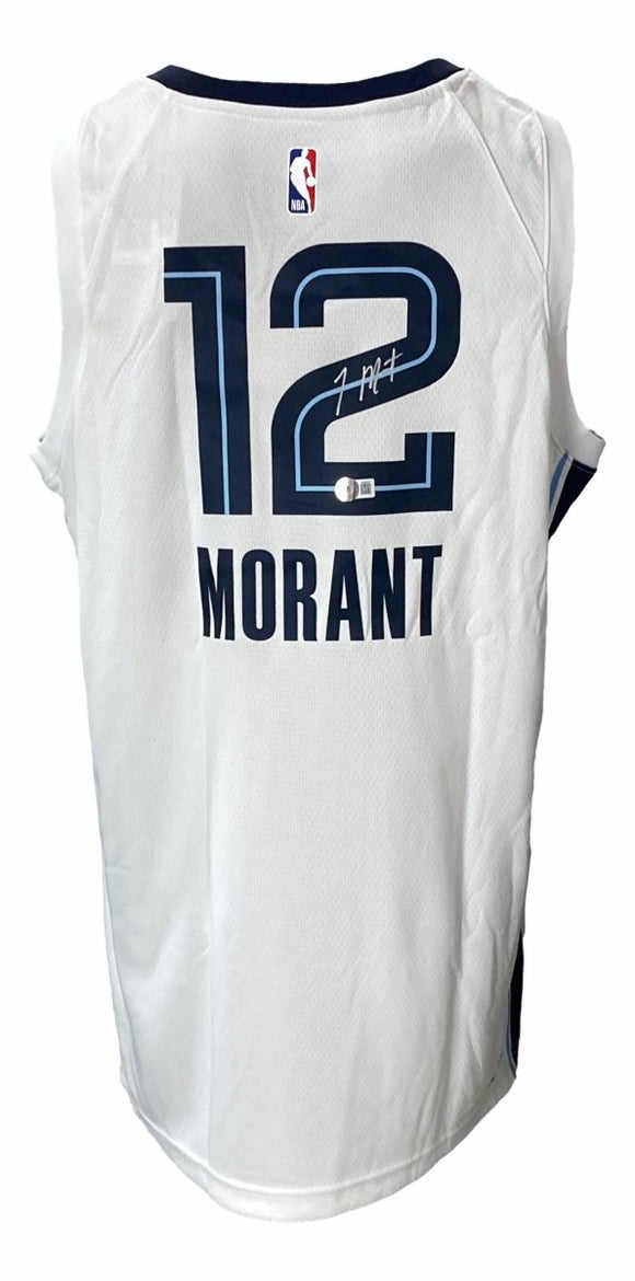 Ja Morant Signed Memphis Grizzlies White Nike Swingman Jersey BAS - Sports Integrity