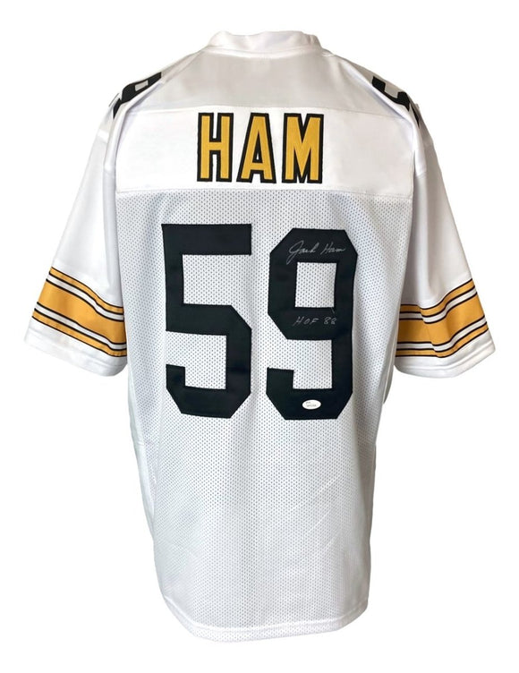 Jack Ham Pittsburgh Signed White Football Jersey HOF 88 Inscribed JSA - Sports Integrity