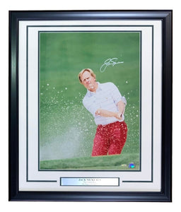 Jack Nicklaus Signed Framed 16x20 PGA Sand Golf Photo Steiner+Golden Bear Holos - Sports Integrity