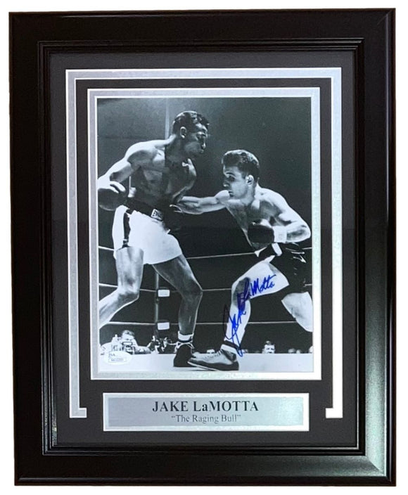 Jake LaMotta Signed Framed 8x10 Boxing Photo JSA - Sports Integrity