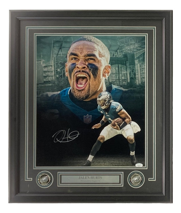 Jalen Hurts Signed Framed 16x20 Philadelphia Eagles Scream Collage Photo JSA ITP - Sports Integrity