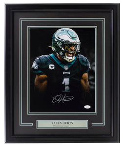 Jalen Hurts Signed Framed Philadelphia Eagles 11x14 Football Yell Photo JSA - Sports Integrity