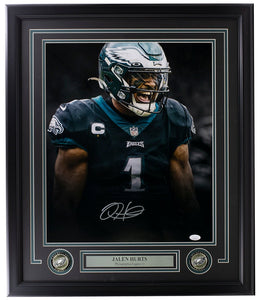 Jalen Hurts Signed Framed 16x20 Philadelphia Eagles Scream Photo JSA ITP - Sports Integrity