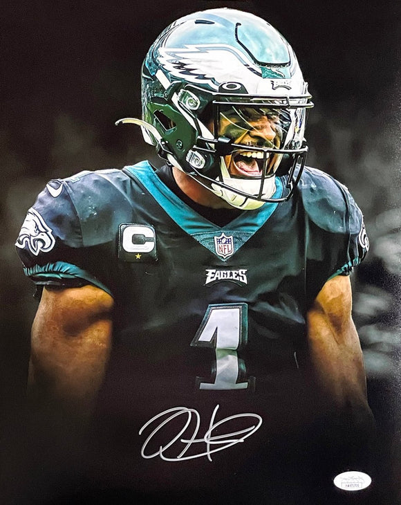 Jalen Hurts Signed Philadelphia Eagles 11x14 Football Yell Photo JSA - Sports Integrity