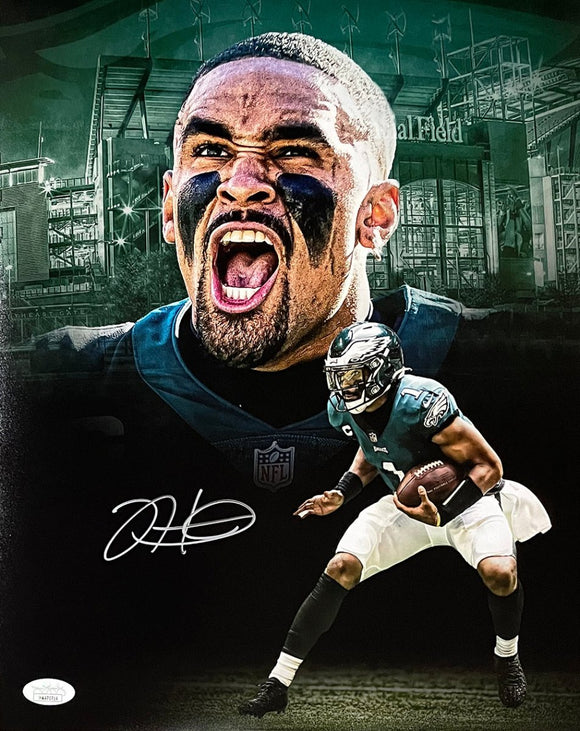 Jalen Hurts Signed Philadelphia Eagles 11x14 Football Yell Collage Photo JSA - Sports Integrity