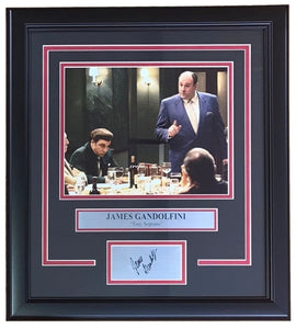 James Gandolfini Framed 8x10 Tony Soprano Photo w/ Laser Engraved Signature - Sports Integrity