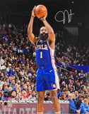 James Harden Signed 16x20 Philadelphia 76ers Blue Jersey Photo BAS ITP - Sports Integrity