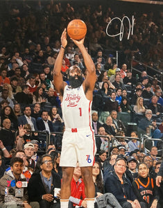 James Harden Signed 16x20 Philadelphia 76ers White Jersey Photo BAS ITP - Sports Integrity