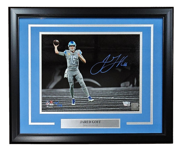 Jared Goff Signed Framed 11x14 Detroit Lions Spotlight Photo Fanatics - Sports Integrity