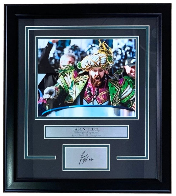 Jason Kelce Framed 8x10 Philadelphia Eagles Photo w/ Laser Engraved Signature - Sports Integrity