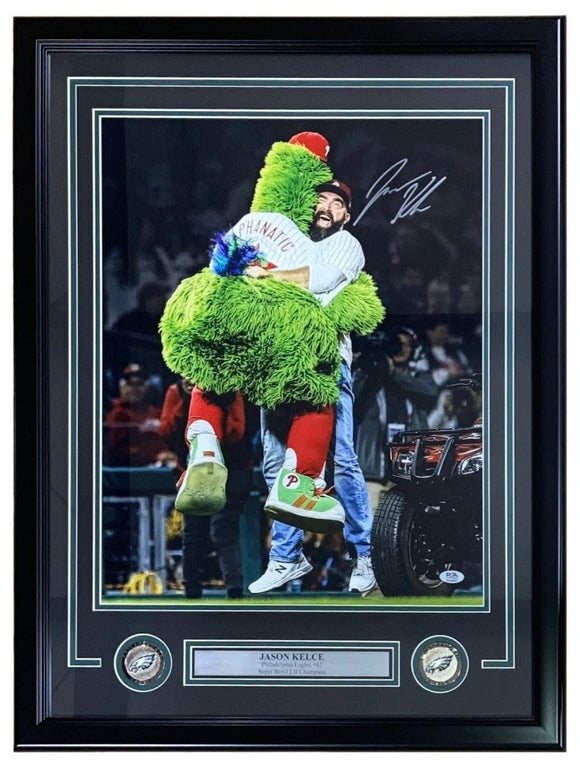 Jason Kelce Signed Framed 16x20 Philadelphia Phanatic Hug Photo PSA ITP Hologram - Sports Integrity