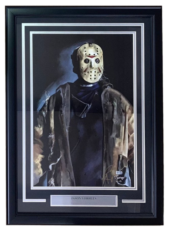 Jason Vorhees Framed 13x19 Friday The 13th Lithograph Signed by Tony Santiago - Sports Integrity