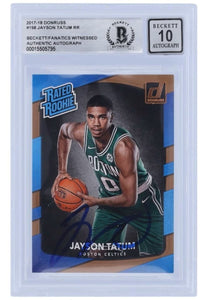 Jayson Tatum Signed 2017 - 18 Panini Donruss Celtics Rookie Card #198 BAS Auto 10 - Sports Integrity