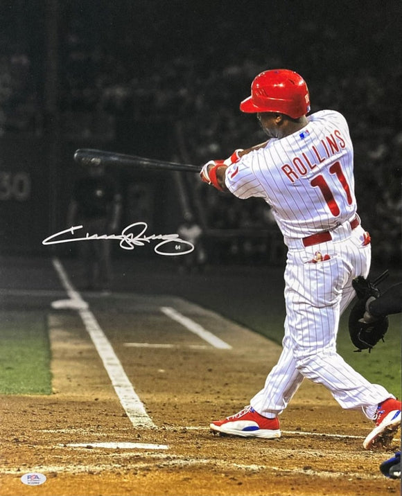 Jimmy Rollins Signed 16x20 Philadelphia Phillies Batting Photo PSA Hologram - Sports Integrity