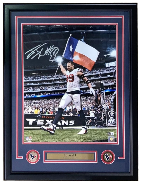 JJ Watt Signed Framed 16x20 Houston Texans Photo BAS - Sports Integrity