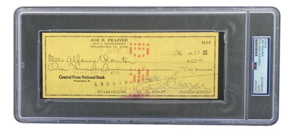 Joe Frazier Boxing Signed Slabbed Bank Check #4618 PSA/DNA - Sports Integrity