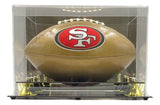 Joe Montana Signed San Francisco 49ers Gold Logo Football BAS w/ Case - Sports Integrity