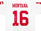 Joe Montana Signed 49ers White M&N Throwback Legacy Jersey Fanatics Hologram - Sports Integrity