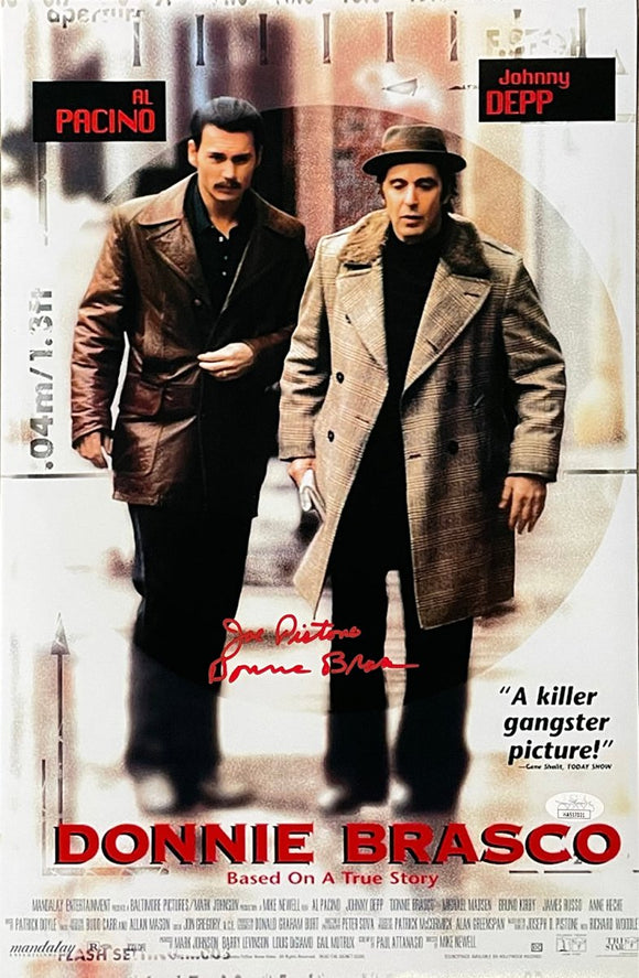 Joe Pistone Signed Donnie Brasco 11x17 Poster Photo Donnie Brasco Insc JSA ITP - Sports Integrity