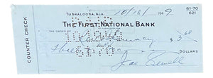 Joe Sewell Cleveland Signed October 18 1949 Bank Check BAS - Sports Integrity