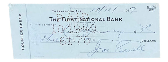 Joe Sewell Cleveland Signed October 18 1949 Bank Check BAS - Sports Integrity