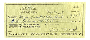 Joe Wood Cleveland Signed Bank Check #340 BAS - Sports Integrity