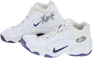 John Stockton Twice Signed Game Used Utah Jazz 1997 - 98 Nike Sneakers BAS+Mears - Sports Integrity