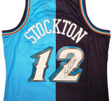 John Stockton Signed Utah Jazz 1996 - 97 M&N HWC Swingman Split Jersey BAS - Sports Integrity