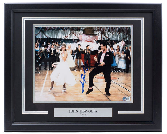 John Travolta Signed Framed Grease 11x14 Dance Photo BAS ITP - Sports Integrity