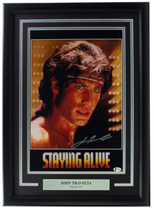 John Travolta Signed Framed Staying Alive 11x17 Poster Photo BAS ITP - Sports Integrity