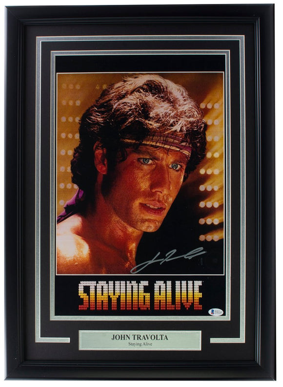 John Travolta Signed Framed Staying Alive 11x17 Poster Photo BAS ITP - Sports Integrity