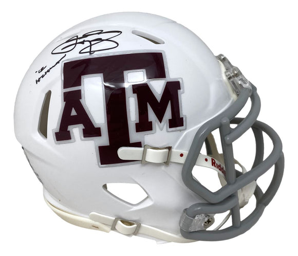 Johnny Manziel Signed Texas A&M White Mini Speed Helmet 12 Heisman BAS ITP - Sports Integrity