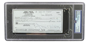 Johnny Unitas Baltimore Colts Signed Bank Check #7608 PSA - Sports Integrity