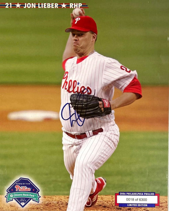 Jon Lieber Signed 8x10 Philadelphia Phillies Photo SI - Sports Integrity