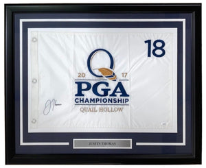 Justin Thomas Signed Framed 2017 PGA Championship Golf Flag JSA Hologram - Sports Integrity