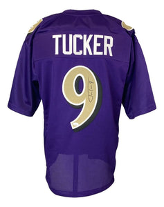 Justin Tucker Baltimore Signed Alternate Purple Football Jersey JSA ITP - Sports Integrity