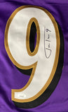 Justin Tucker Baltimore Signed Purple Football Jersey JSA ITP - Sports Integrity