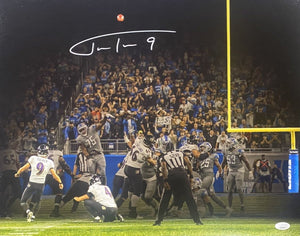 Justin Tucker Signed 16x20 Baltimore Ravens Record Kick Spotlight Photo JSA ITP - Sports Integrity