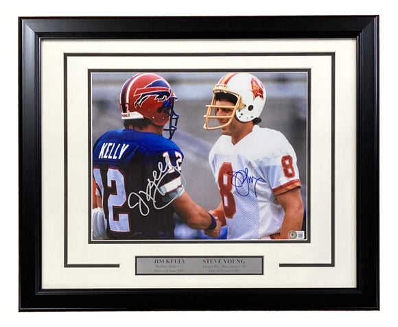 Jim Kelly Steve Young Signed Framed 11x14 NFL Football Photo BAS - Sports Integrity