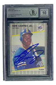 Ken Griffey Jr Signed Mariners 1989 Fleer #548 Rookie Card BAS Graded 10 - Sports Integrity