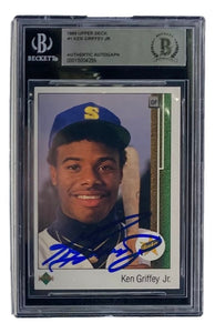 Ken Griffey Jr Signed Slabbed Mariners 1989 Upper Deck #1 Rookie Card BAS - Sports Integrity