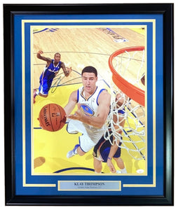 Klay Thompson Signed Framed 16x20 Golden State Warriors Photo JSA - Sports Integrity