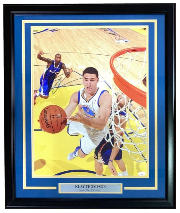 Klay Thompson Signed Framed 16x20 Golden State Warriors Photo JSA - Sports Integrity