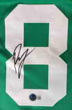 Kristaps Porzingis Boston Signed Green Basketball Jersey BAS - Sports Integrity