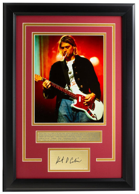 Kurt Cobain Framed 8x10 Nirvana Photo w/Laser Signature - Sports Integrity