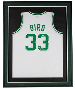 Larry Bird Boston Signed Framed Custom White Basketball Jersey JSA - Sports Integrity