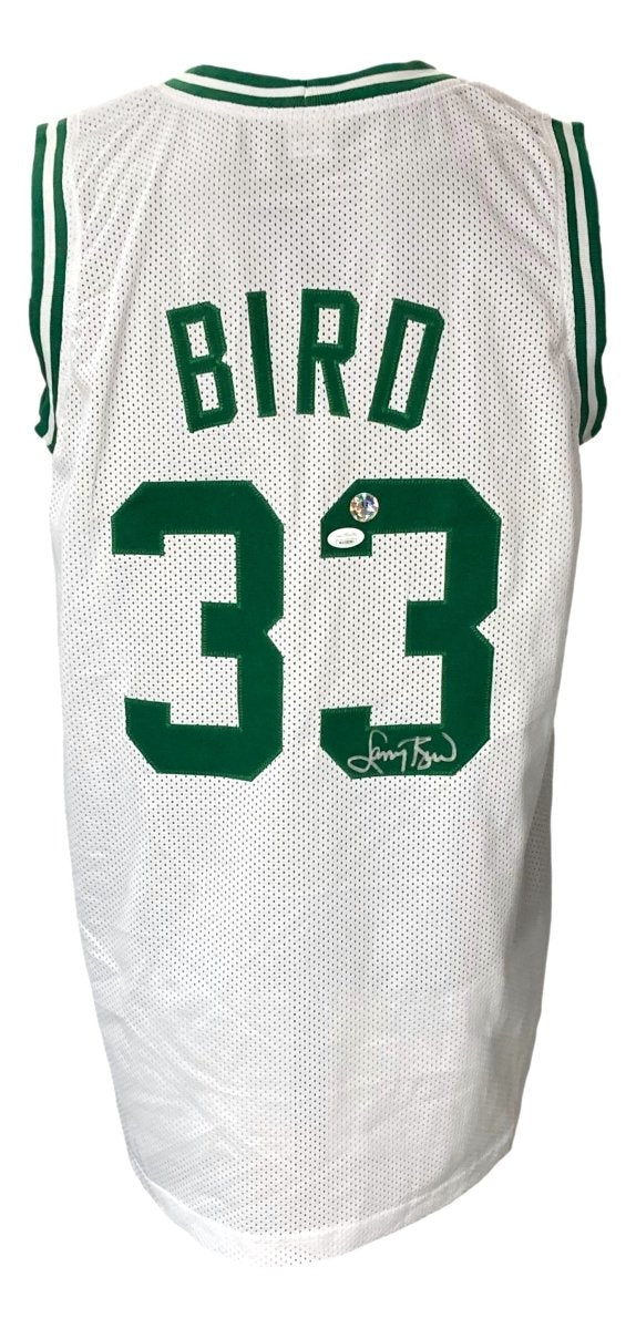 Larry Bird Signed Custom White Pro - Style Basketball Jersey Bird+JSA ITP - Sports Integrity